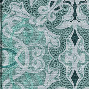 HomeRoots 8' X 10' Teal and Ivory Medallion Area Rug - Stylish, Washable, UV-Protected for Busy Homes! 665114