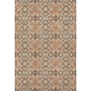 HomeRoots 5' X 8' Terra Cotta Medallion Area Rug - Washable, Stain Resistant & UV Protected for Every Room 665118