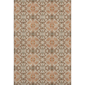 HomeRoots 10' Terra Cotta & Beige Medallion Washable Area Rug - Stain Resistant, UV Protected, Durable Design 665122