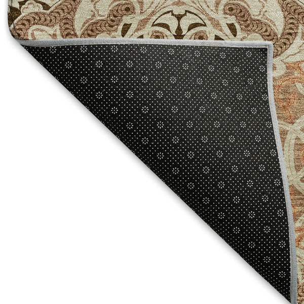 HomeRoots 10' Terra Cotta & Beige Medallion Washable Area Rug - Stain Resistant, UV Protected, Durable Design 665122