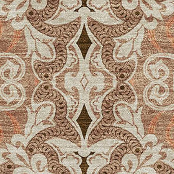 HomeRoots 10' Terra Cotta & Beige Medallion Washable Area Rug - Stain Resistant, UV Protected, Durable Design 665122