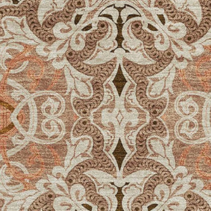 HomeRoots 10' Terra Cotta & Beige Medallion Washable Area Rug - Stain Resistant, UV Protected, Durable Design 665122