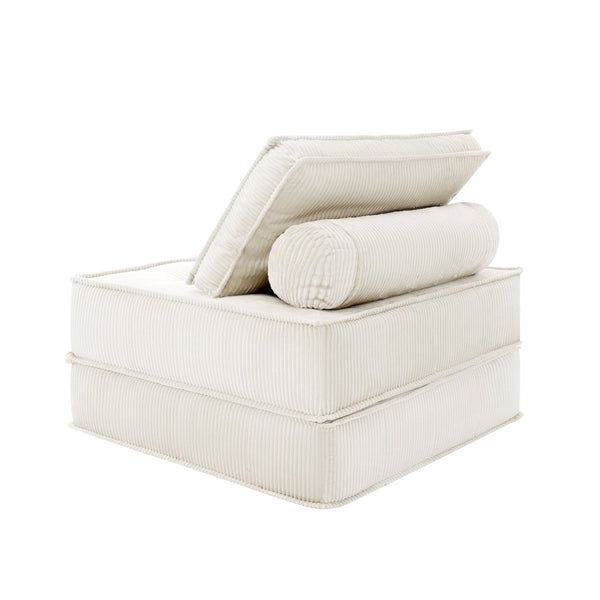English Elm 33.4 Inch Modular Corduroy Lounge Chair with Spring Cushions for Compact Living Spaces White W3975P455224