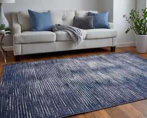 Feizy Rugs Indio Modern Low Pile Rug - Durable, Stain-resistant Design In Earthy Tones For Any Space Decor Blue,Gray,Ivory Polyester,Polypropylene Ind39gxfnvybluf05