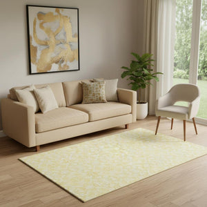 HomeRoots 5' X 8' Gold And Ivory Medallion Area Rug - Washable, UV Protected, Durable & Stylish for Homes 665130