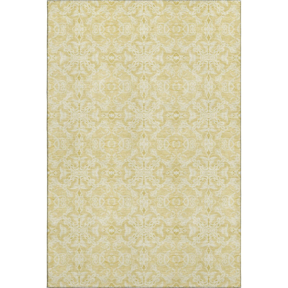 HomeRoots 5' X 8' Gold And Ivory Medallion Area Rug - Washable, UV Protected, Durable & Stylish for Homes 665130