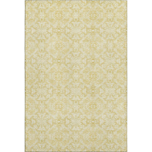 HomeRoots 5' X 8' Gold And Ivory Medallion Area Rug - Washable, UV Protected, Durable & Stylish for Homes 665130