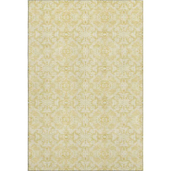 HomeRoots 5' X 8' Gold And Ivory Medallion Area Rug - Washable, UV Protected, Durable & Stylish for Homes 665130