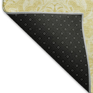 HomeRoots 5' X 8' Gold And Ivory Medallion Area Rug - Washable, UV Protected, Durable & Stylish for Homes 665130