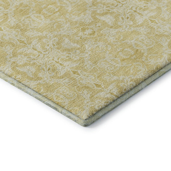 HomeRoots 5' X 8' Gold And Ivory Medallion Area Rug - Washable, UV Protected, Durable & Stylish for Homes 665130