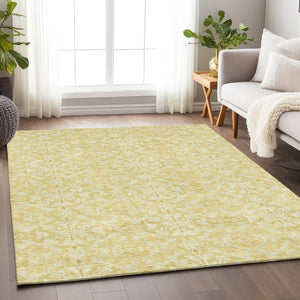 HomeRoots 5' X 8' Gold And Ivory Medallion Area Rug - Washable, UV Protected, Durable & Stylish for Homes 665130