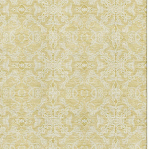 HomeRoots 5' X 8' Gold And Ivory Medallion Area Rug - Washable, UV Protected, Durable & Stylish for Homes 665130