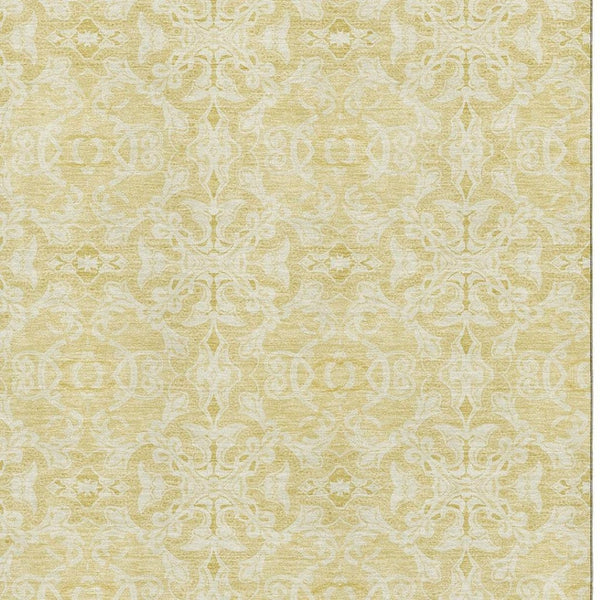 HomeRoots 5' X 8' Gold And Ivory Medallion Area Rug - Washable, UV Protected, Durable & Stylish for Homes 665130