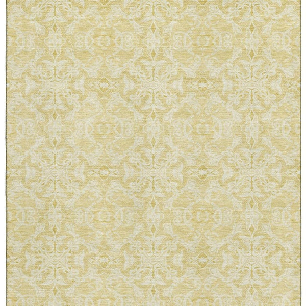 HomeRoots 5' X 8' Gold And Ivory Medallion Area Rug - Washable, UV Protected, Durable & Stylish for Homes 665130