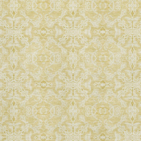 HomeRoots 8' X 10' Gold and Ivory Medallion Area Rug - Washable, UV-Protected, Stylish & Durable for Any Space 665132