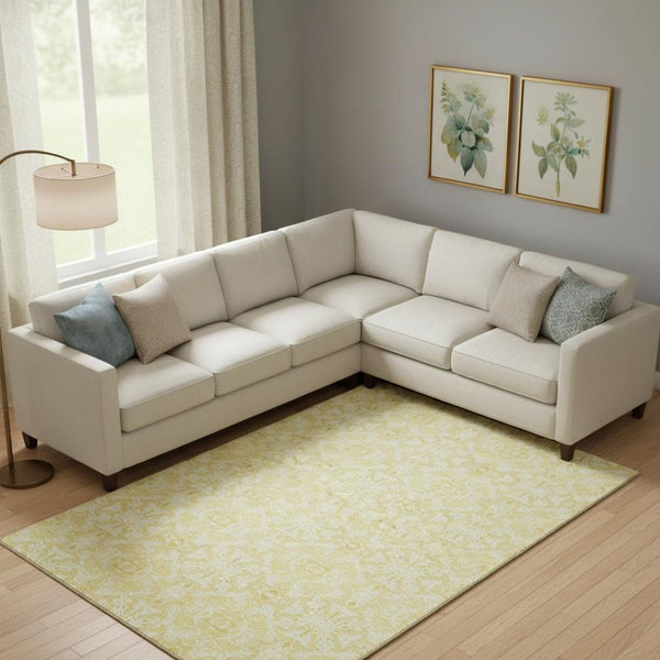 HomeRoots 10' Gold and Ivory Medallion Washable Area Rug with UV Protection - Durable, Stylish, Easy-Care Design! 665134