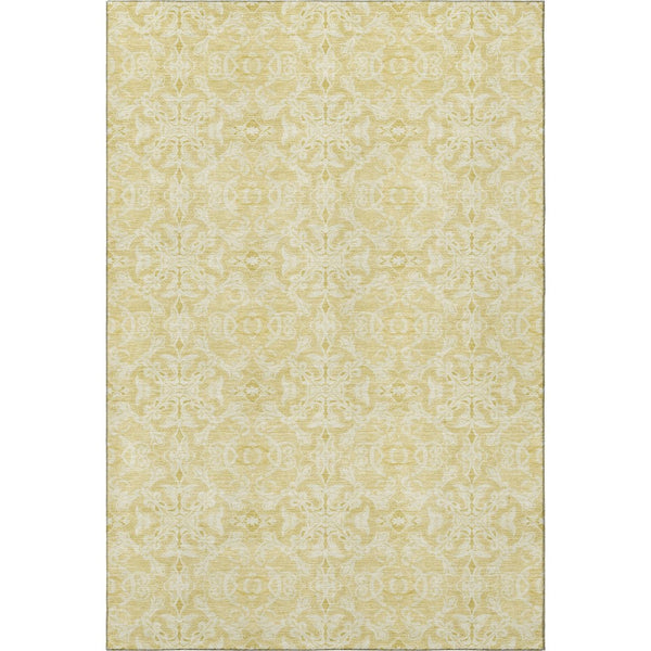 HomeRoots 10' Gold and Ivory Medallion Washable Area Rug with UV Protection - Durable, Stylish, Easy-Care Design! 665134