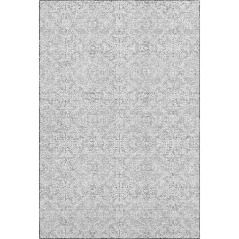HomeRoots 5' X 8' Silver and Gray Medallion Area Rug - Stain-Resistant, UV Protected, Easy Care for Homes 665166