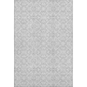 HomeRoots 5' X 8' Silver and Gray Medallion Area Rug - Stain-Resistant, UV Protected, Easy Care for Homes 665166