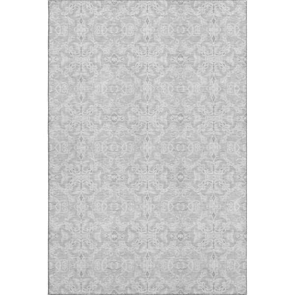 HomeRoots 5' X 8' Silver and Gray Medallion Area Rug - Stain-Resistant, UV Protected, Easy Care for Homes 665166