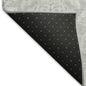 HomeRoots 5' X 8' Silver and Gray Medallion Area Rug - Stain-Resistant, UV Protected, Easy Care for Homes 665166