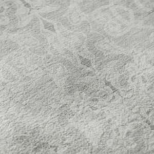 HomeRoots 5' X 8' Silver and Gray Medallion Area Rug - Stain-Resistant, UV Protected, Easy Care for Homes 665166