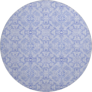 HomeRoots 8' Sky Blue Medallion Round Rug - Washable, UV-Protected, Stain-Resistant for Stylish Living Spaces 665173