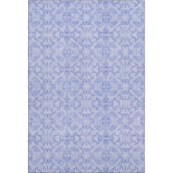 HomeRoots 9' X 12' Sky Blue & Ivory Medallion Area Rug - Washable, UV-Protected, Stylish & Durable Design! 665175