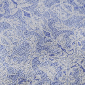 HomeRoots 9' X 12' Sky Blue & Ivory Medallion Area Rug - Washable, UV-Protected, Stylish & Durable Design! 665175