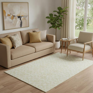 HomeRoots 5' X 8' Tan And Beige Medallion Area Rug - Washable, UV Protected, Stylish & Durable for Any Room! 665178