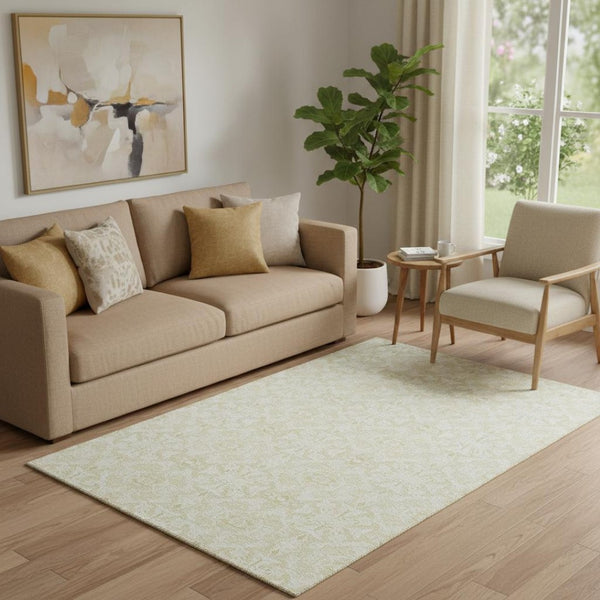 HomeRoots 5' X 8' Tan And Beige Medallion Area Rug - Washable, UV Protected, Stylish & Durable for Any Room! 665178