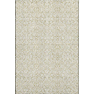 HomeRoots 5' X 8' Tan And Beige Medallion Area Rug - Washable, UV Protected, Stylish & Durable for Any Room! 665178