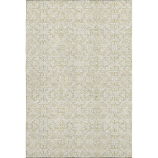 HomeRoots 5' X 8' Tan And Beige Medallion Area Rug - Washable, UV Protected, Stylish & Durable for Any Room! 665178