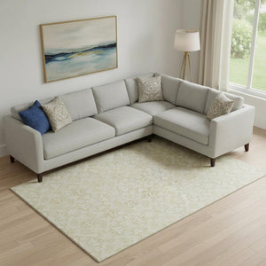 HomeRoots 9' X 12' Tan Beige Medallion Area Rug - Durable, Washable, UV Protected, Stain Resistant & Stylish 665181