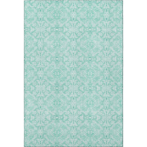 HomeRoots 5' X 8' Vibrant Turquoise and Teal Medallion Area Rug – Washable, UV Protected, Pet & Kid Friendly! 665184