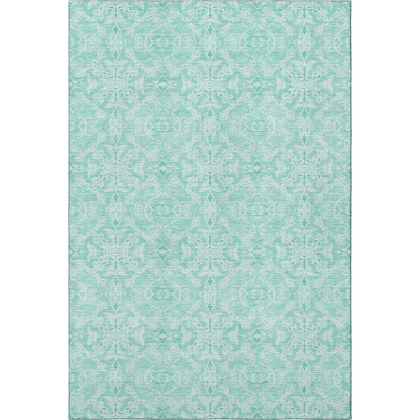 HomeRoots 5' X 8' Vibrant Turquoise and Teal Medallion Area Rug – Washable, UV Protected, Pet & Kid Friendly! 665184