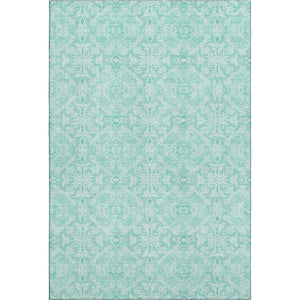 HomeRoots 8' X 10' Vibrant Turquoise & Teal Medallion Area Rug - Washable, UV Protected, Stain Resistant Design 665186