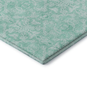 HomeRoots 8' X 10' Vibrant Turquoise & Teal Medallion Area Rug - Washable, UV Protected, Stain Resistant Design 665186