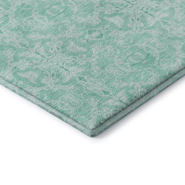 HomeRoots 8' X 10' Vibrant Turquoise & Teal Medallion Area Rug - Washable, UV Protected, Stain Resistant Design 665186