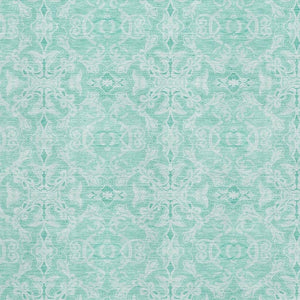 HomeRoots 8' X 10' Vibrant Turquoise & Teal Medallion Area Rug - Washable, UV Protected, Stain Resistant Design 665186