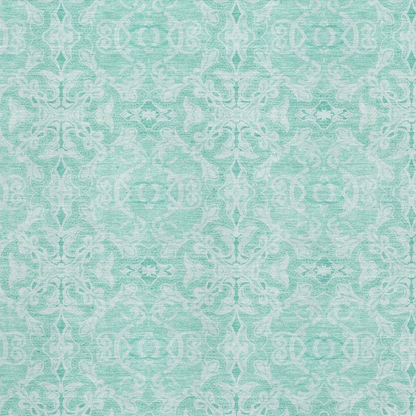 HomeRoots 8' X 10' Vibrant Turquoise & Teal Medallion Area Rug - Washable, UV Protected, Stain Resistant Design 665186