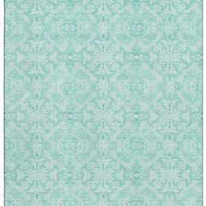HomeRoots 8' X 10' Vibrant Turquoise & Teal Medallion Area Rug - Washable, UV Protected, Stain Resistant Design 665186