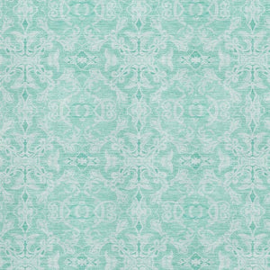 HomeRoots 9' X 12' Turquoise & Teal Medallion Area Rug - Stylish, Washable, Stain-Resistant with UV Protection! 665187