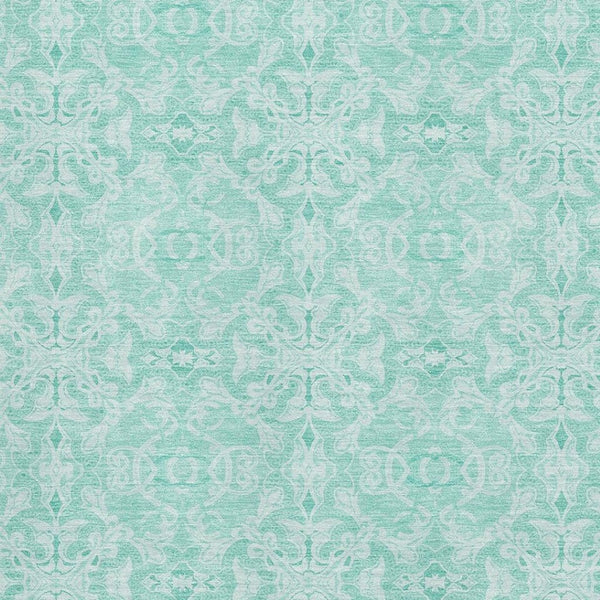 HomeRoots 9' X 12' Turquoise & Teal Medallion Area Rug - Stylish, Washable, Stain-Resistant with UV Protection! 665187