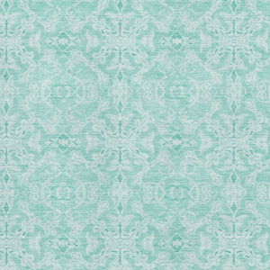 HomeRoots 10' Turquoise and Teal Medallion Washable Area Rug - UV Protected, Stain Resistant & Durable Design 665188