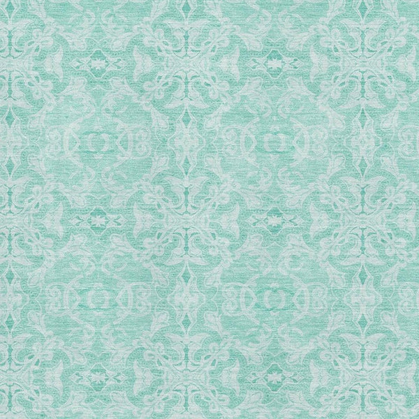 HomeRoots 10' Turquoise and Teal Medallion Washable Area Rug - UV Protected, Stain Resistant & Durable Design 665188