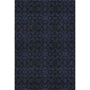 HomeRoots 5' X 8' Blue & Charcoal Medallion Washable Area Rug – Durable, UV-Protected, Family-Friendly Design! 665190