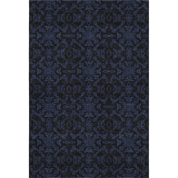 HomeRoots 5' X 8' Blue & Charcoal Medallion Washable Area Rug – Durable, UV-Protected, Family-Friendly Design! 665190