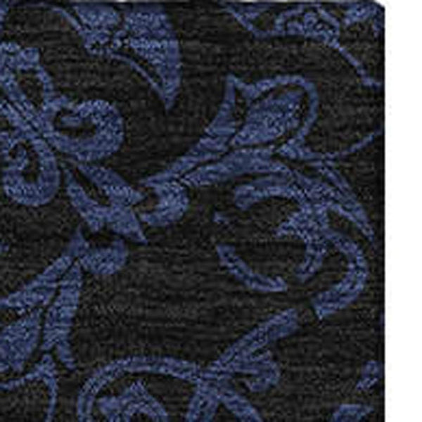 HomeRoots 8' X 10' Medallion Area Rug in Blue & Charcoal - Washable, UV-Protected, Durable for Family Homes 665192