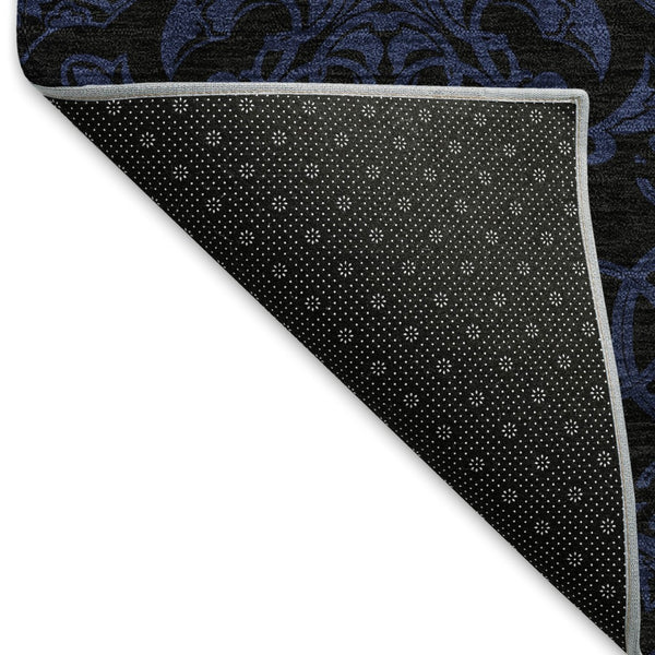 HomeRoots 9' X 12' Blue & Charcoal Medallion Area Rug - Washable, UV Protected, Stain Resistant for High Traffic 665193